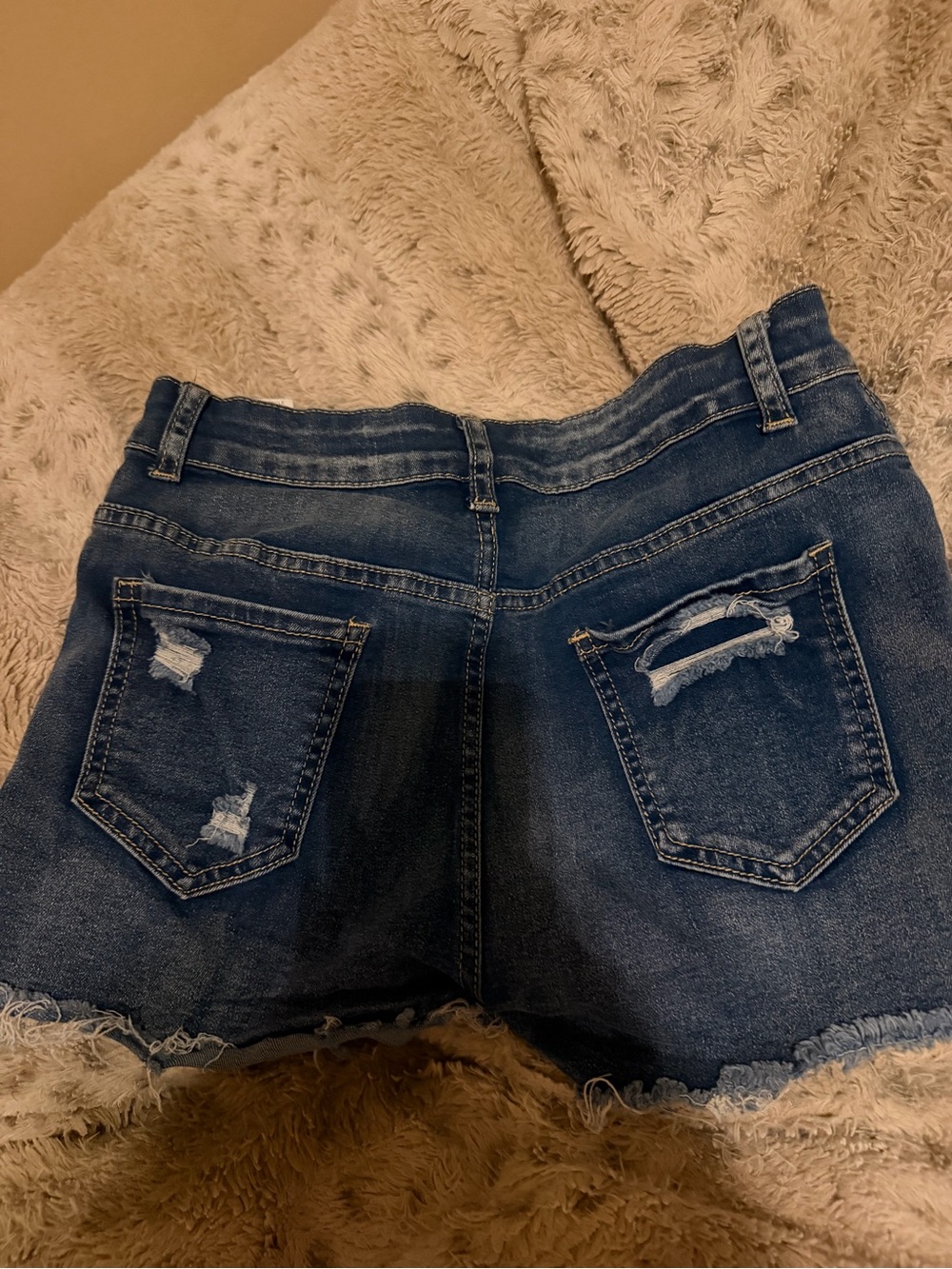 SHEIN Dark Blue Distressed Denim Shorts